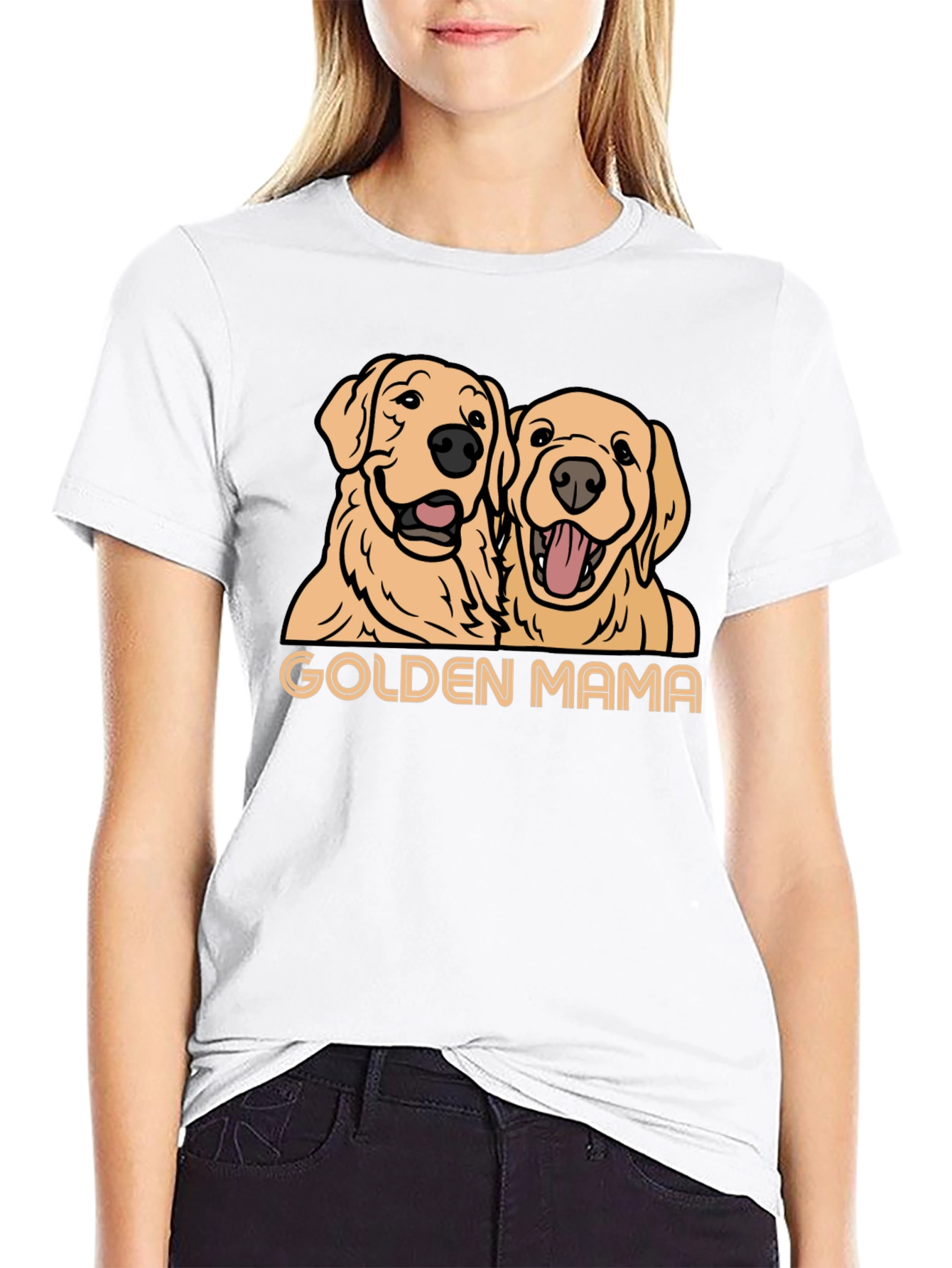 Golden Mama Dog T-Shirt - Black