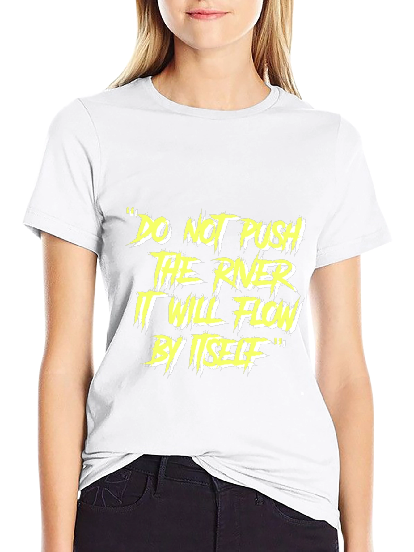 Motivational River Flow Black Graphic T-Shirt