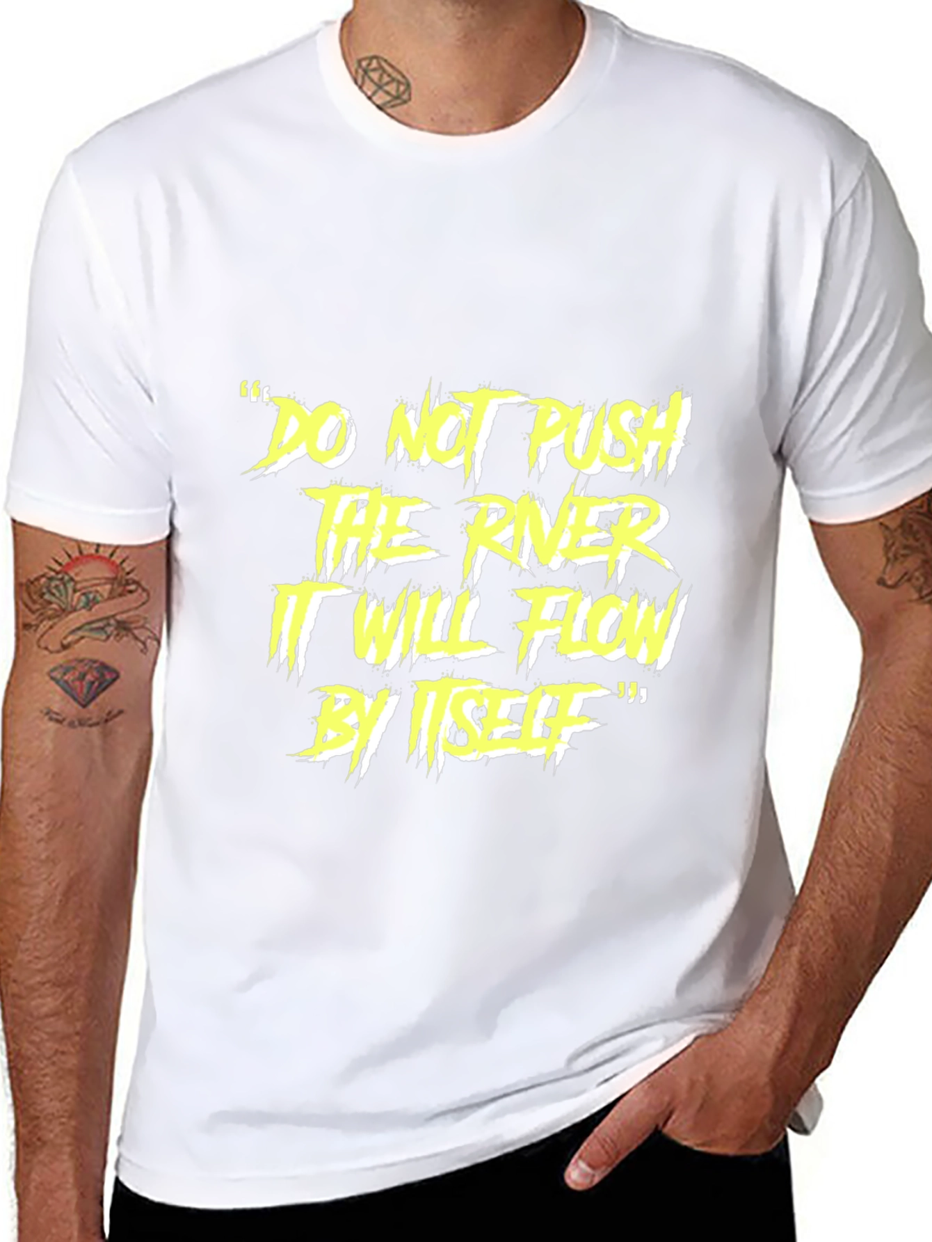 Motivational River Flow Black Graphic T-Shirt