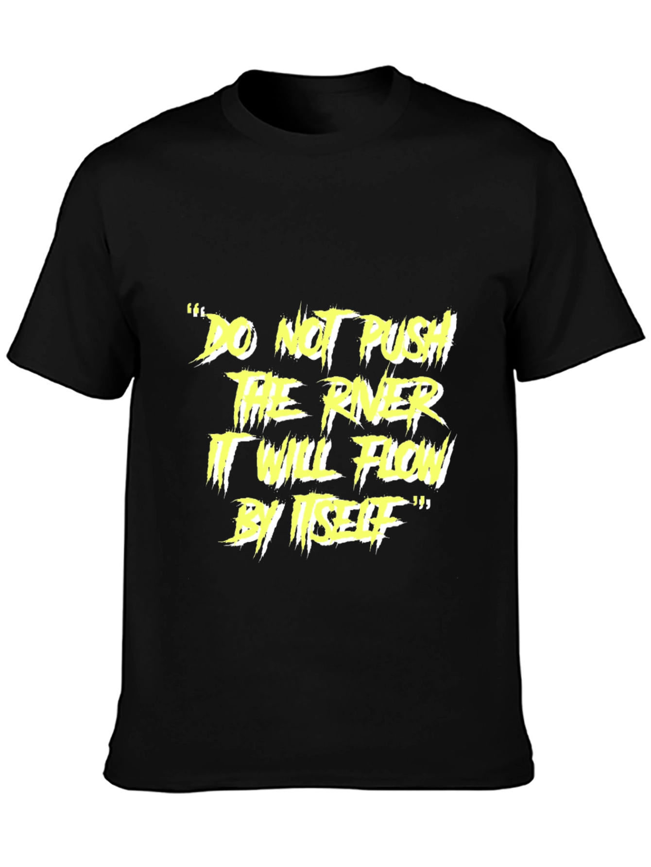 Motivational River Flow Black Graphic T-Shirt