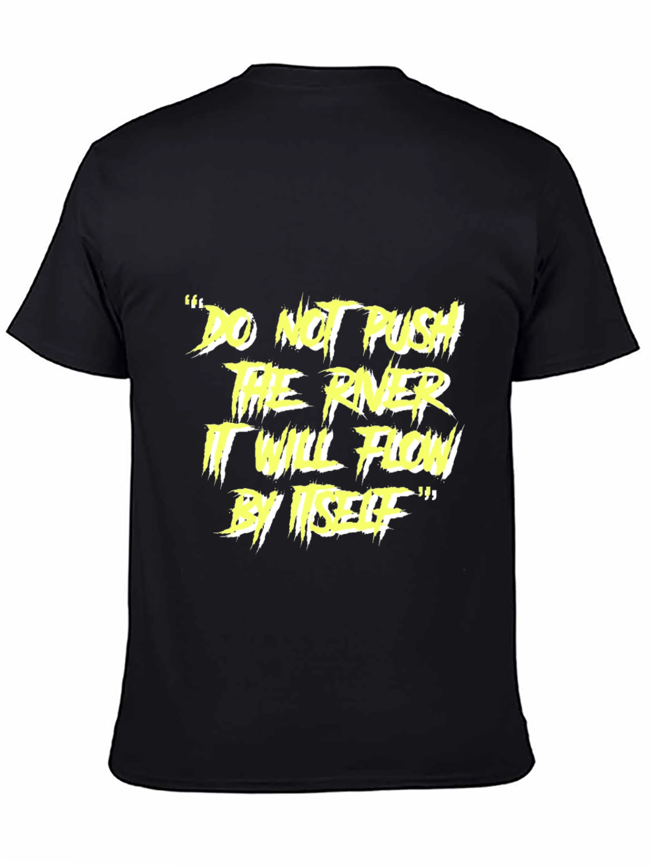 Motivational River Flow Black Graphic T-Shirt