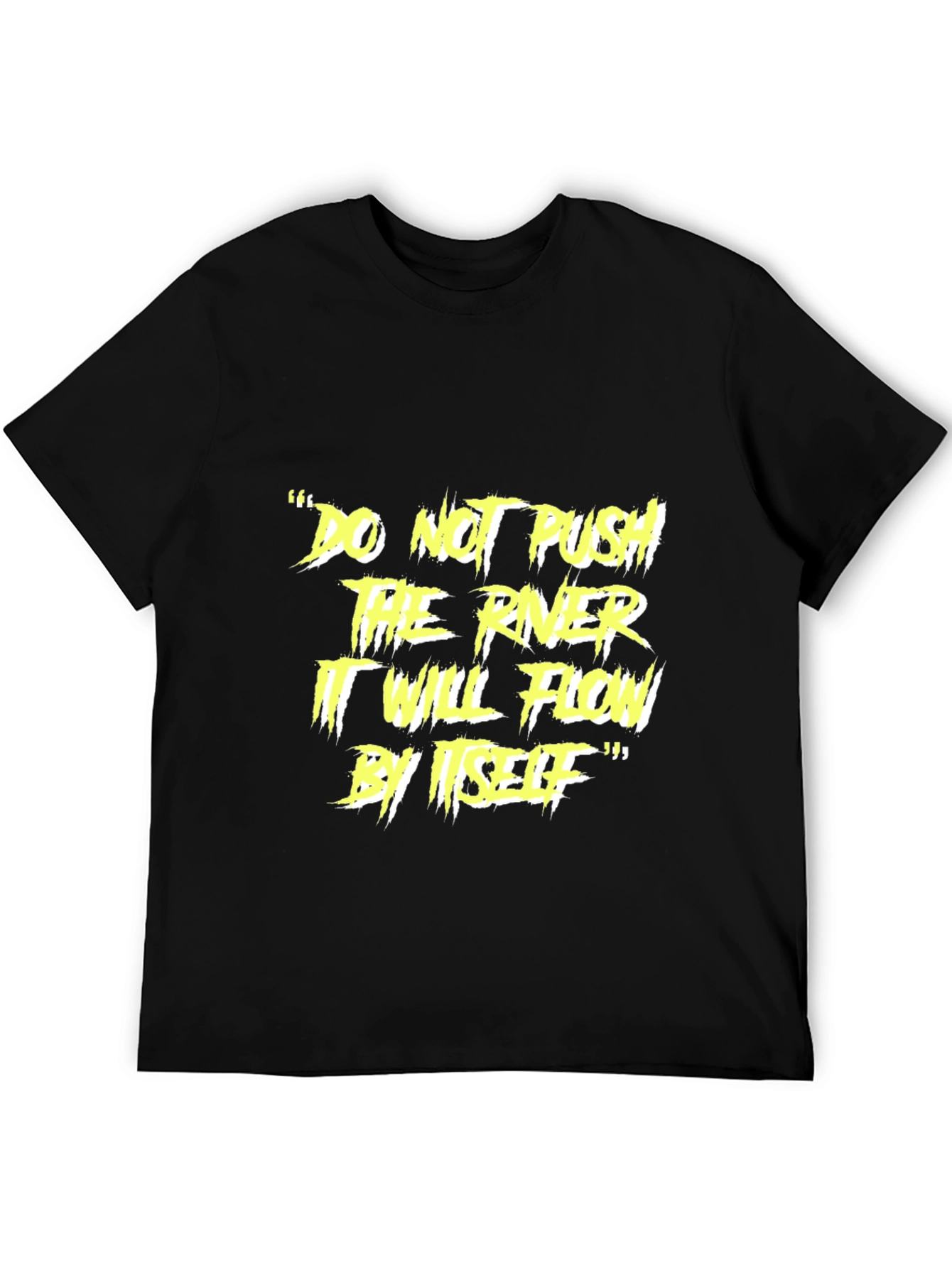 Motivational River Flow Black Graphic T-Shirt