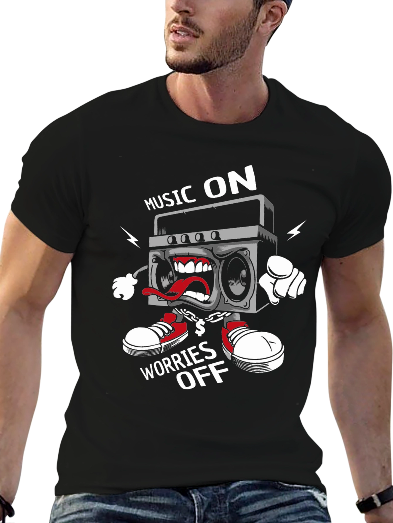 Music On Worries Off Graphic Tee