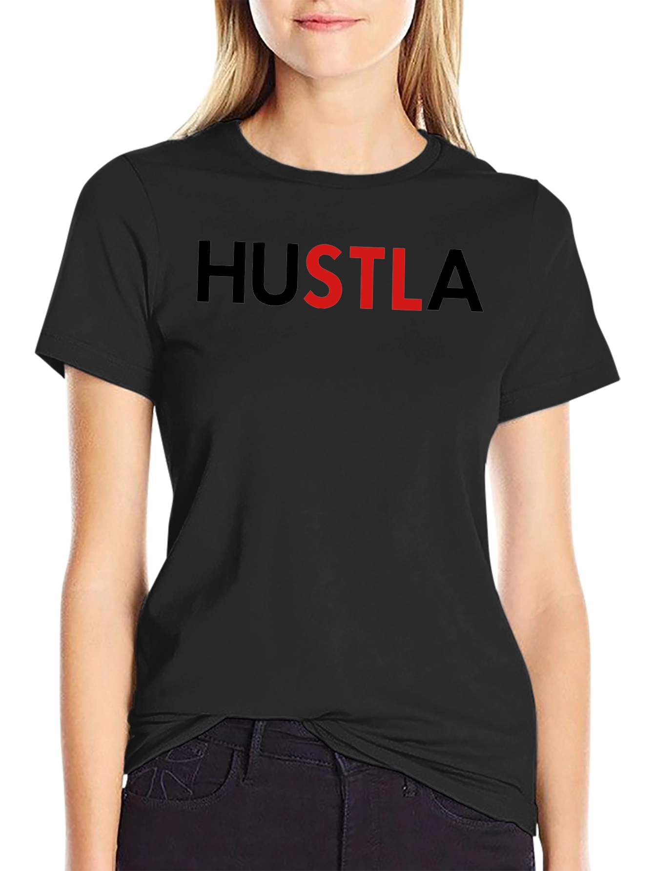 HUSTLA Graphic T-Shirt - Black Crew Neck Tee