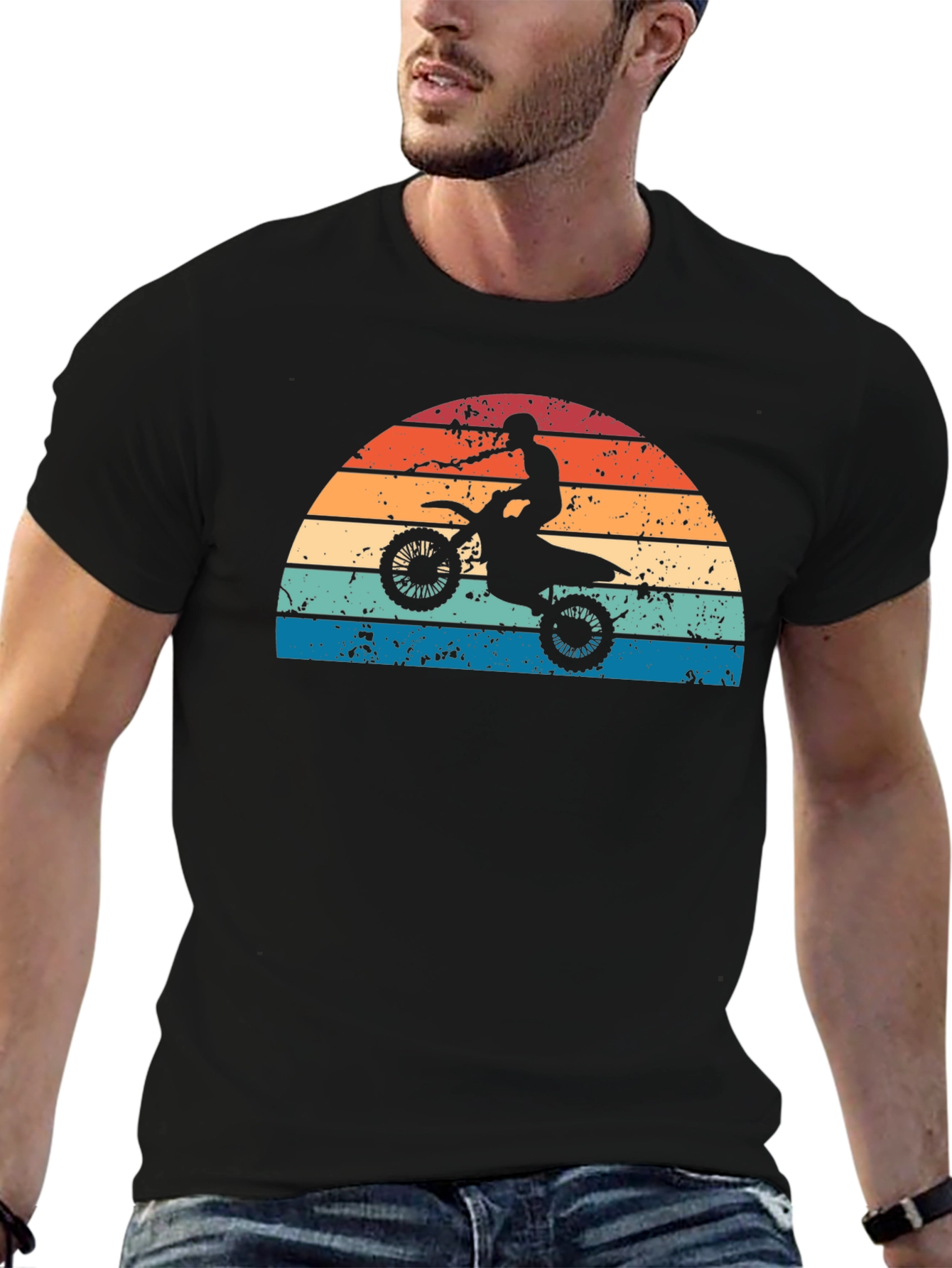 Retro Motocross Sunset Graphic Tee