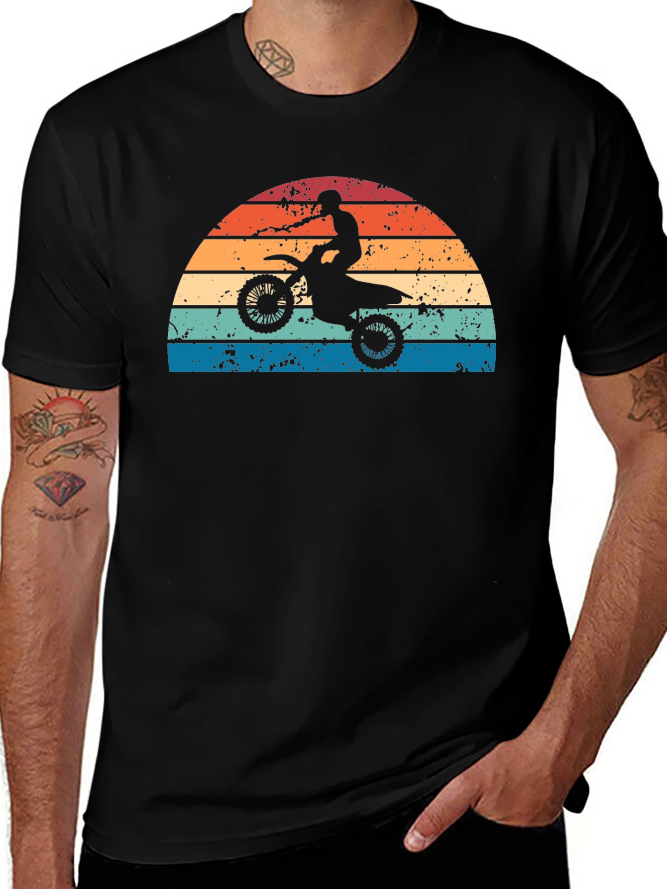 Retro Motocross Sunset Graphic Tee