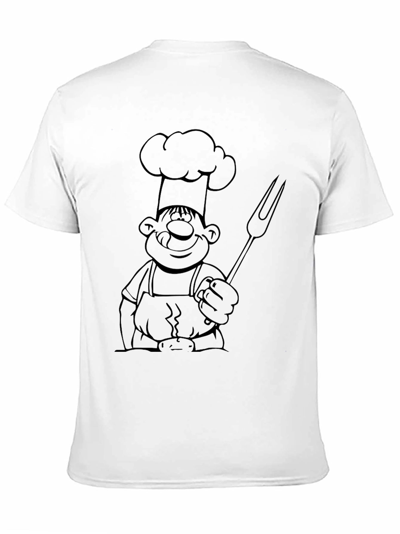 Chef Cartoon Print Black T-Shirt