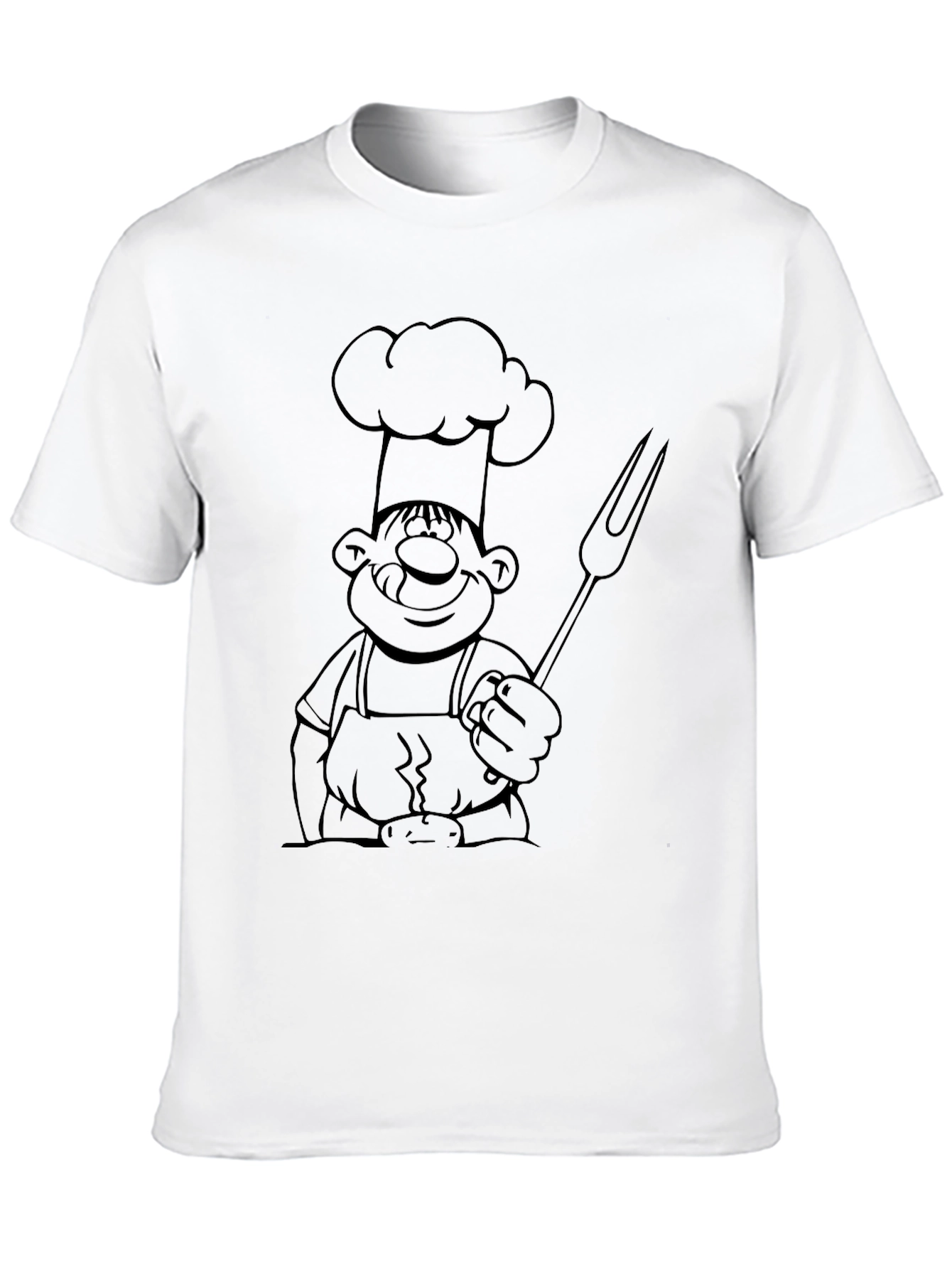 Chef Cartoon Print Black T-Shirt