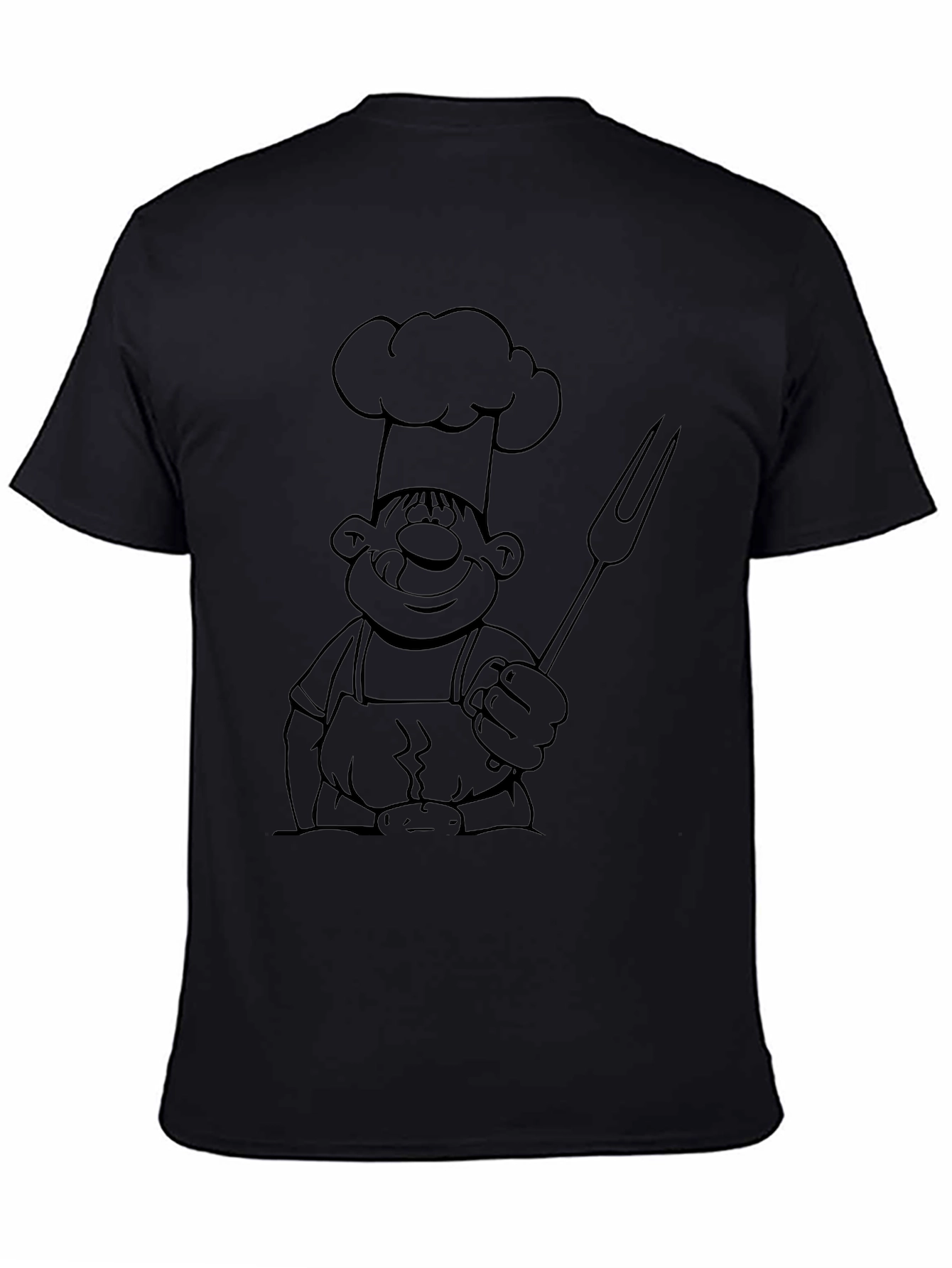Chef Cartoon Print Black T-Shirt