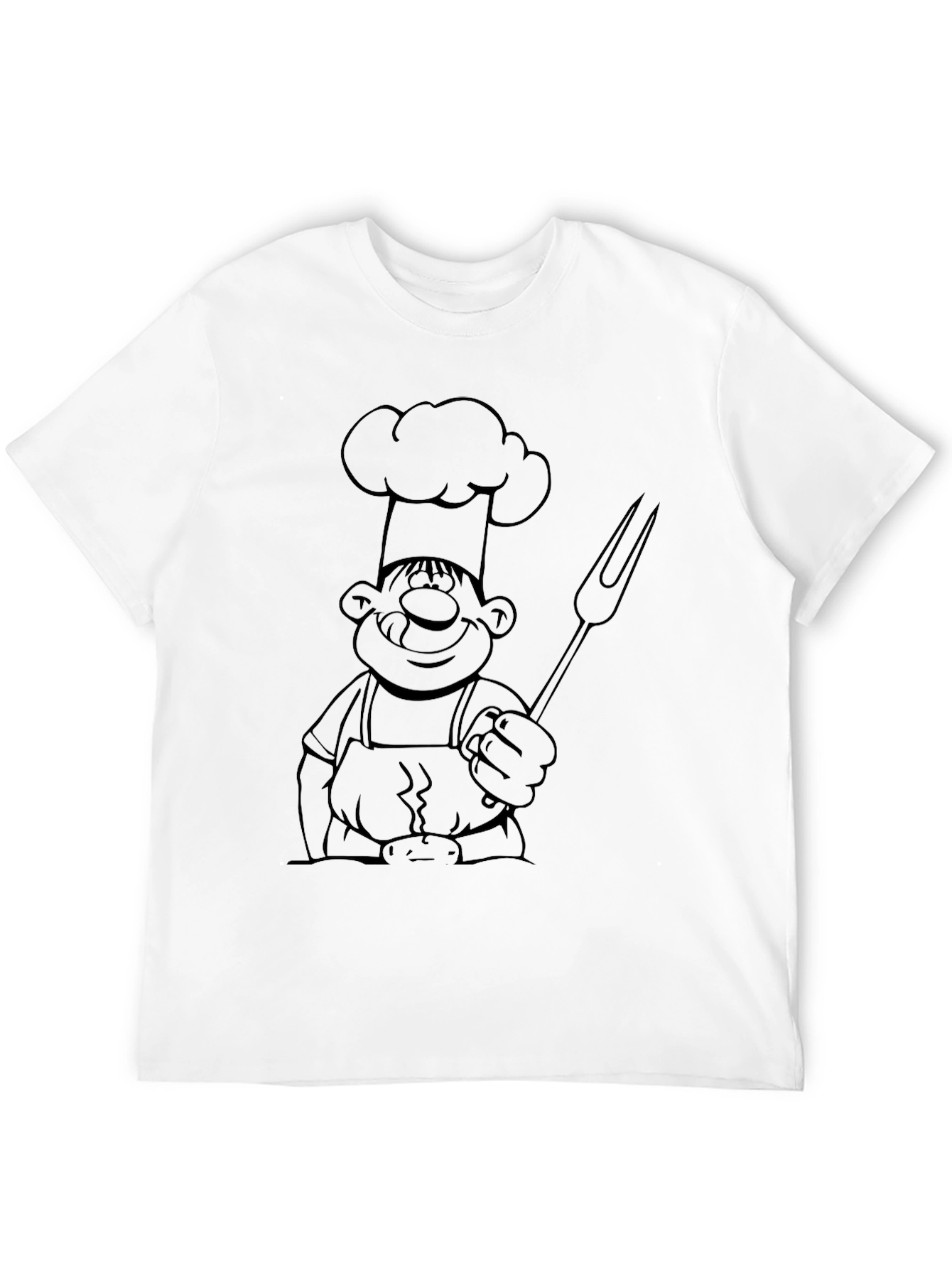 Chef Cartoon Print Black T-Shirt