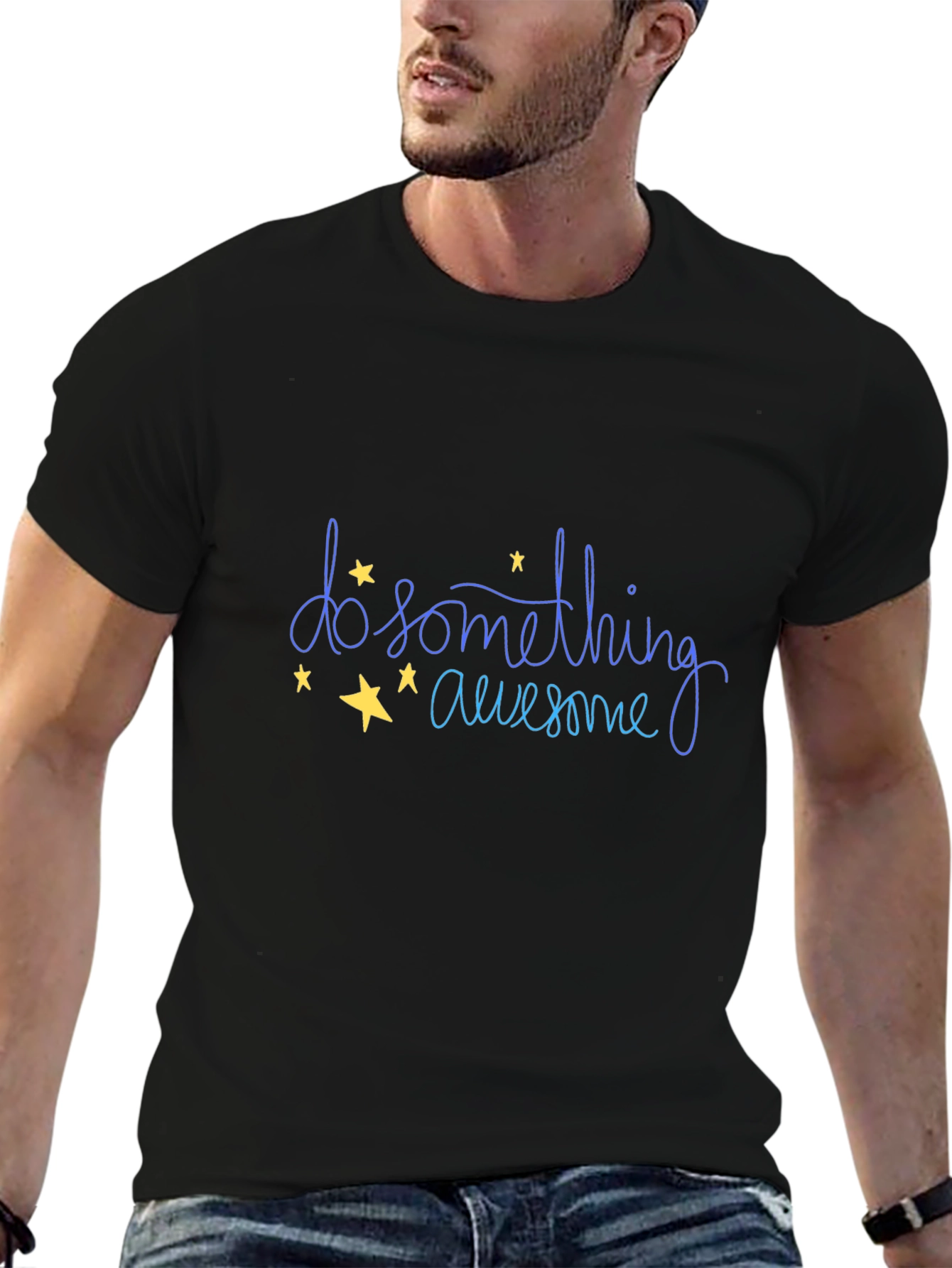 Do Something Awesome Graphic Tee - Black Cotton T-Shirt