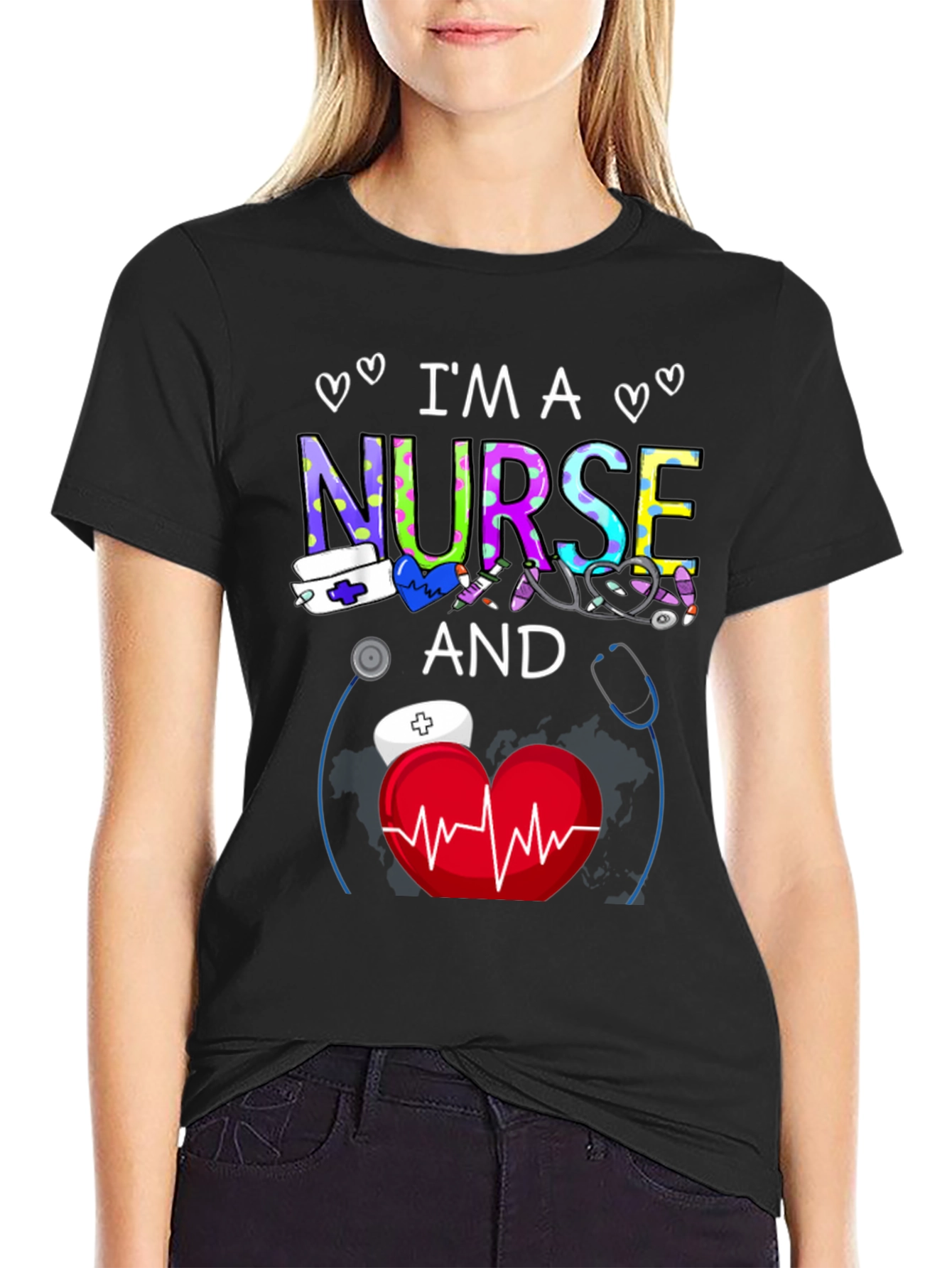 Im a Nurse T-Shirt Medical Heartbeat Graphic Tee