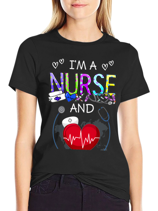 Im a Nurse T-Shirt Medical Heartbeat Graphic Tee