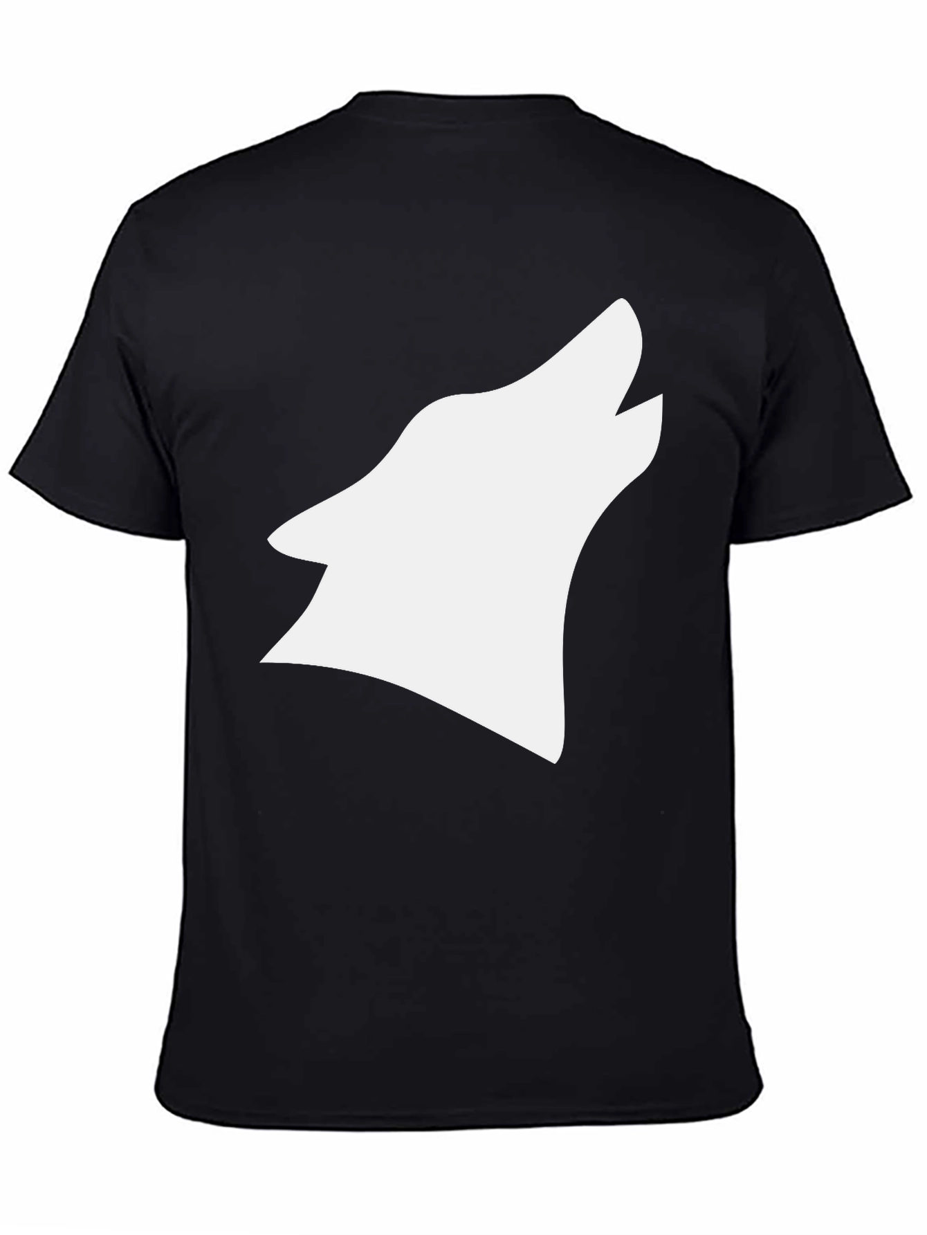 Black T-Shirt with White Wolf Graphic