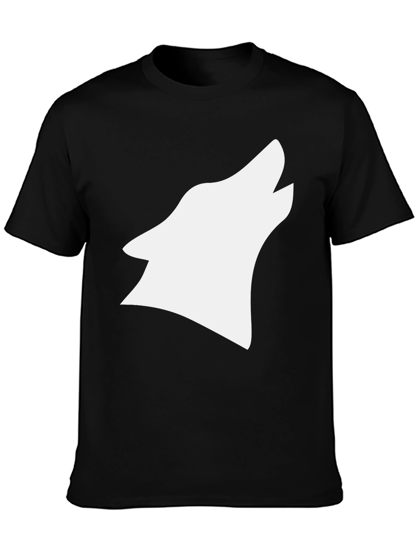 Black T-Shirt with White Wolf Graphic