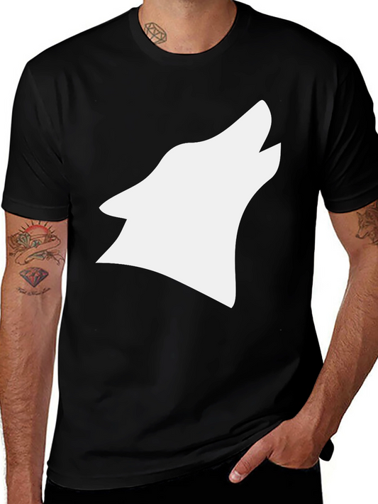 Black T-Shirt with White Wolf Graphic