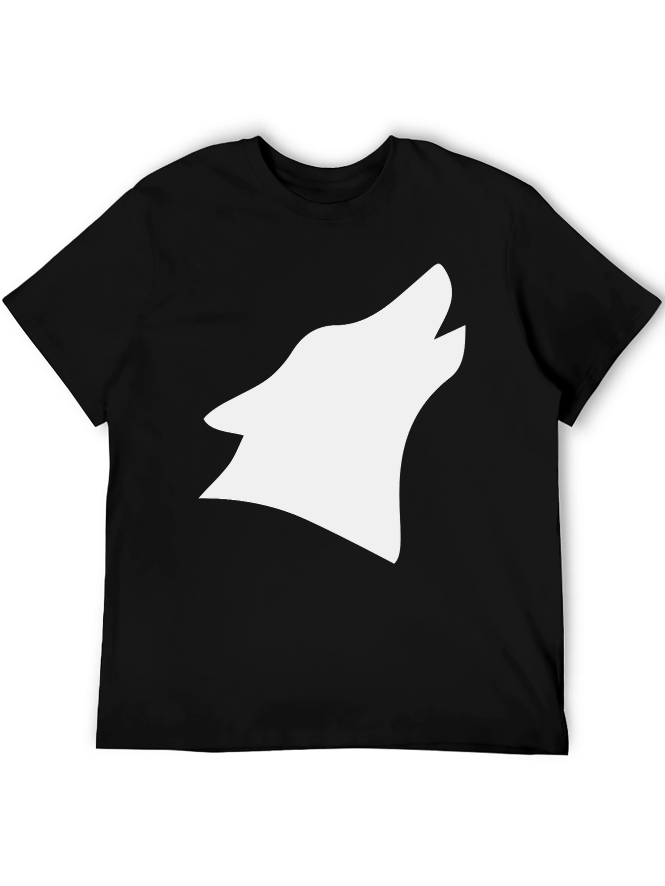 Black T-Shirt with White Wolf Graphic
