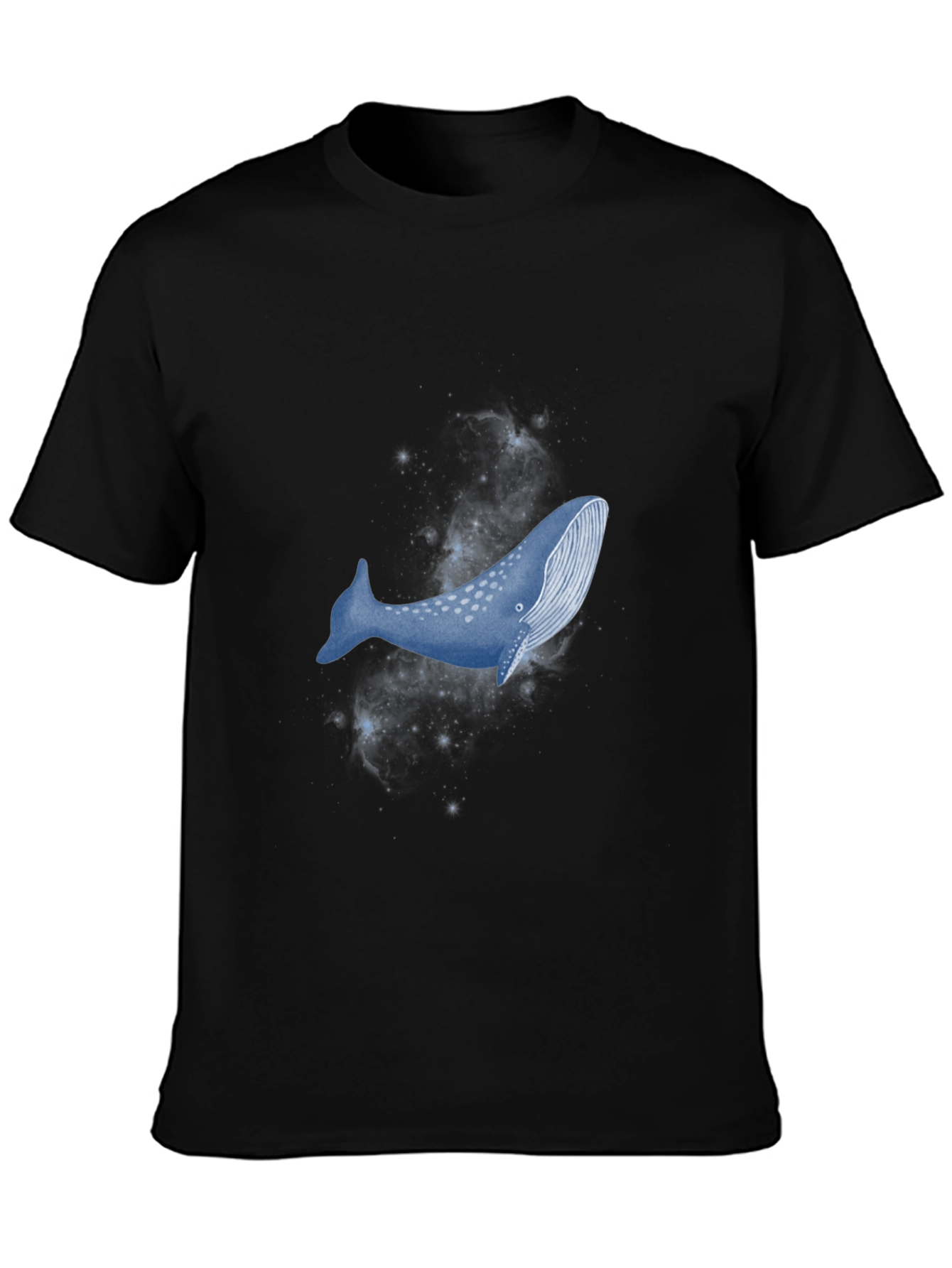 Cosmic Whale Graphic Tee - Black Cotton T-Shirt