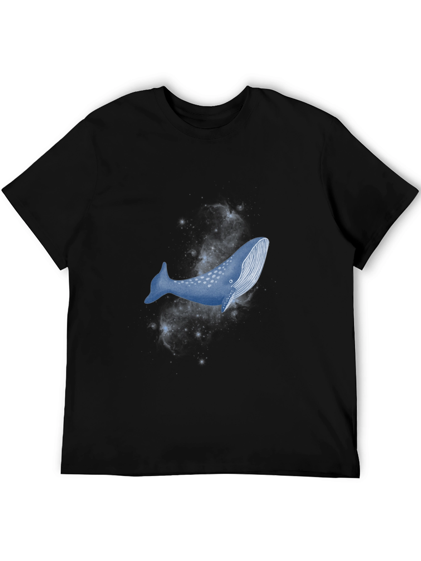 Cosmic Whale Graphic Tee - Black Cotton T-Shirt