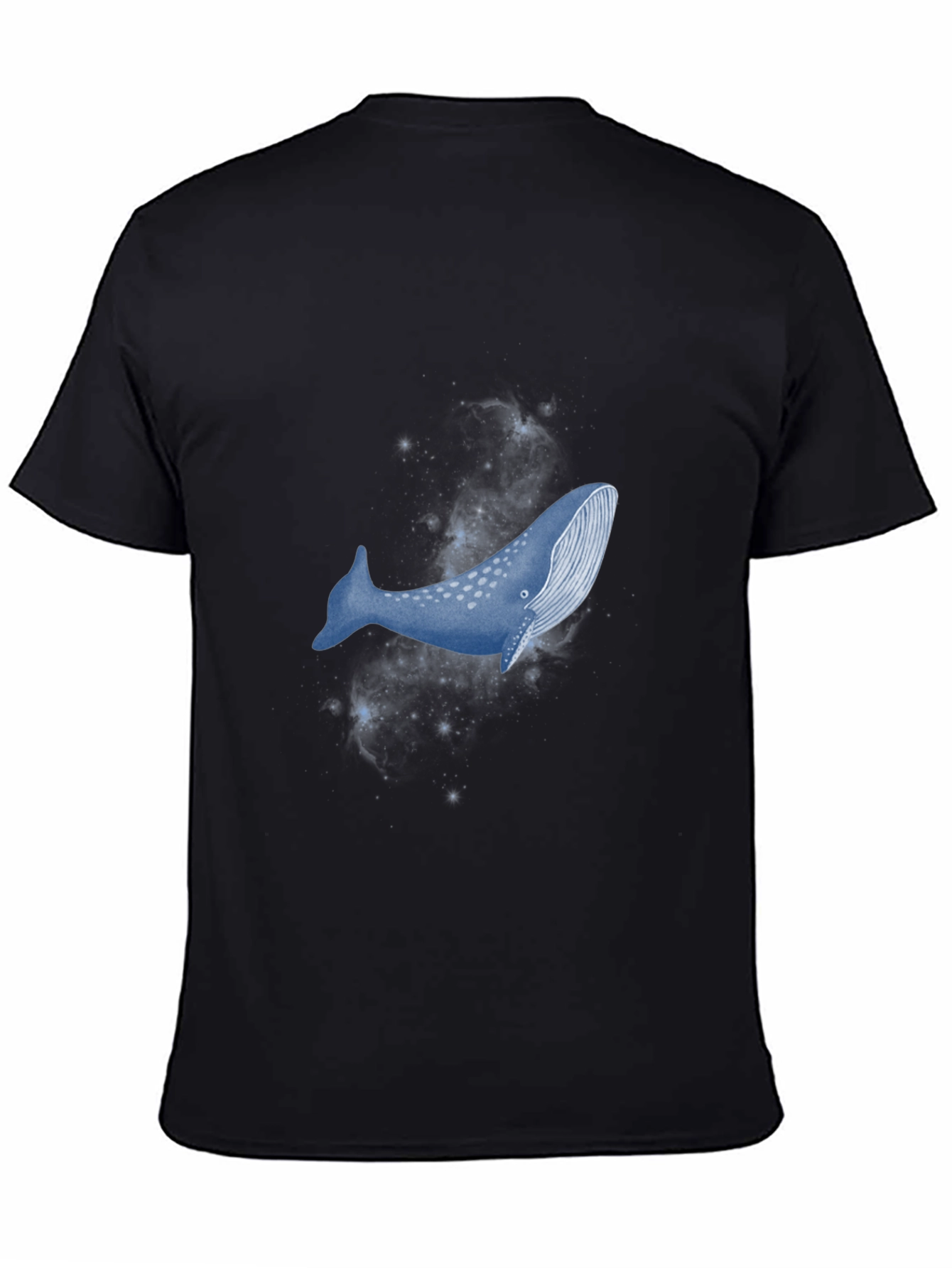 Cosmic Whale Graphic Tee - Black Cotton T-Shirt