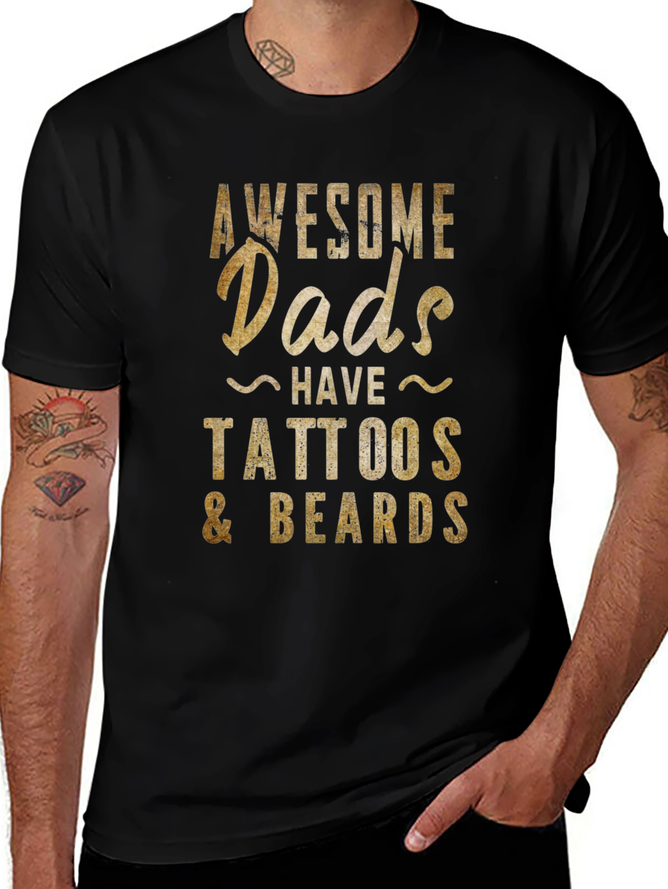 Awesome Dads Tattoos & Beards Graphic Tee