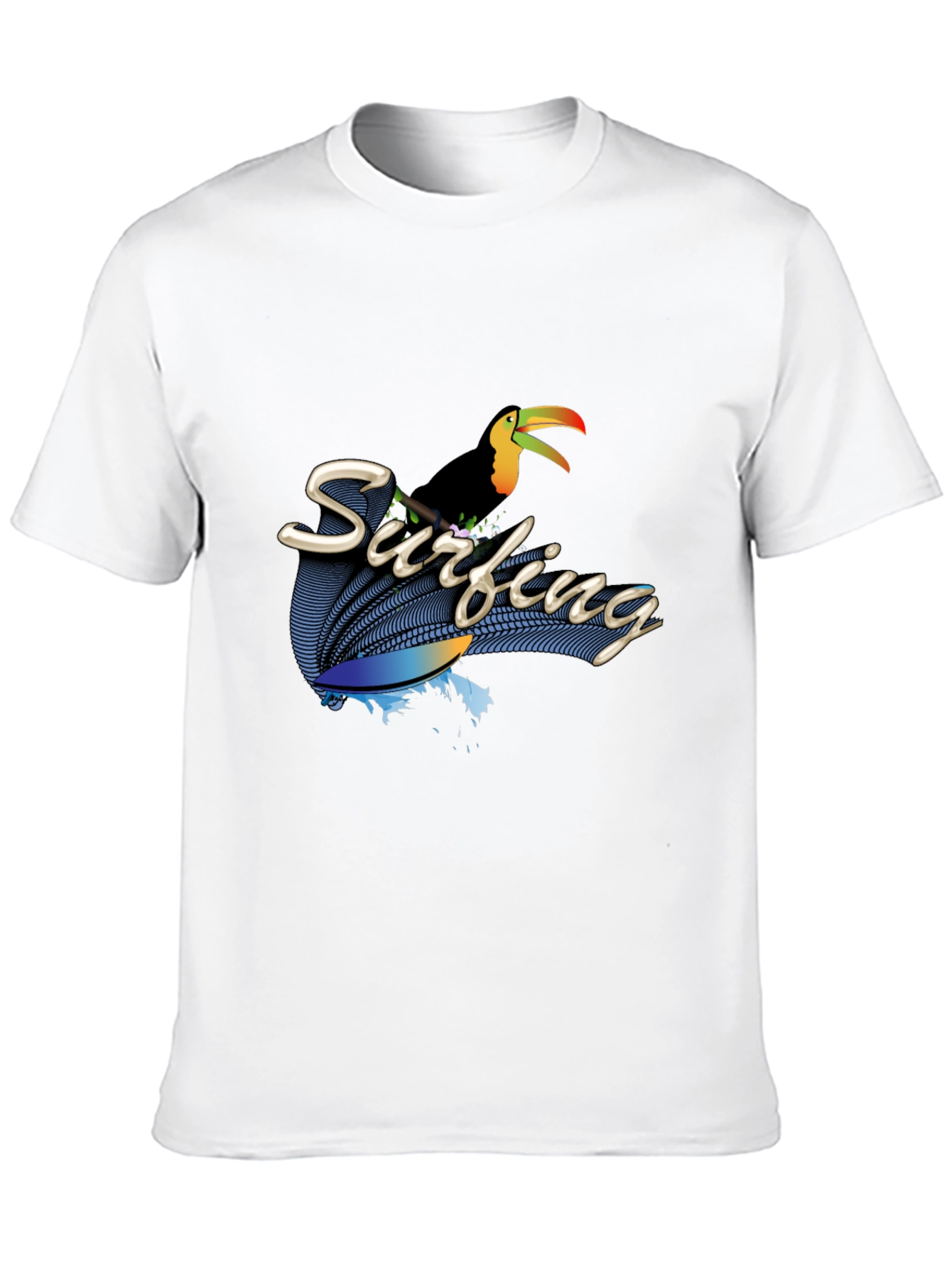 Surfing Toucan Black T-Shirt