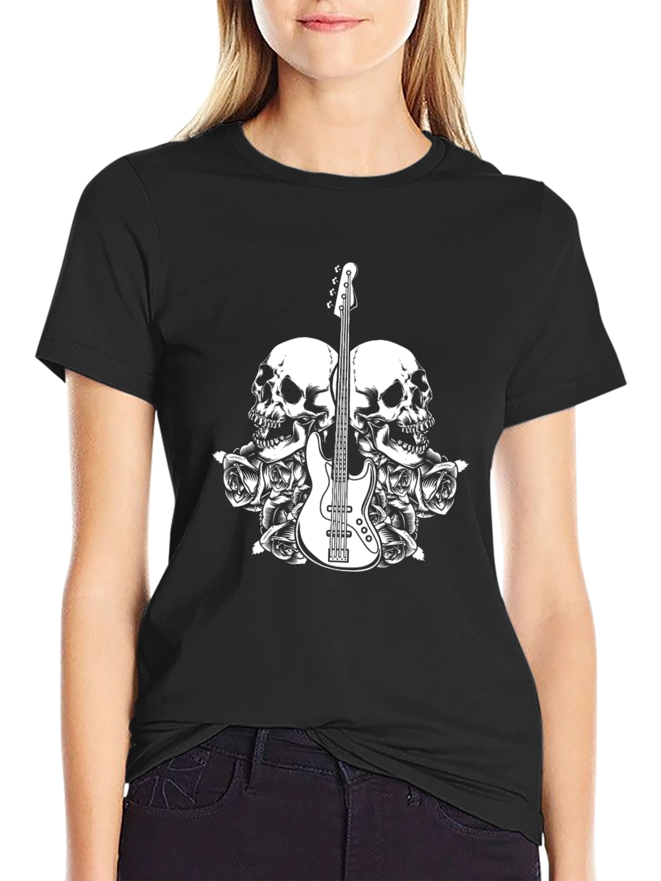 Skull & Guitar Graphic Tee - Mens Black T-Shirt