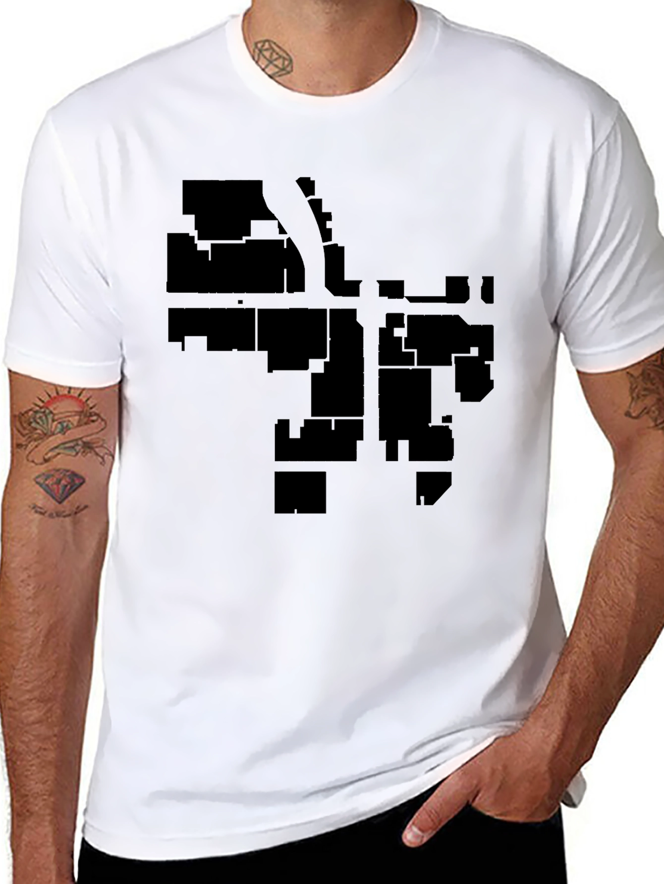Urban Grid Black T-Shirt - Cityscape Style