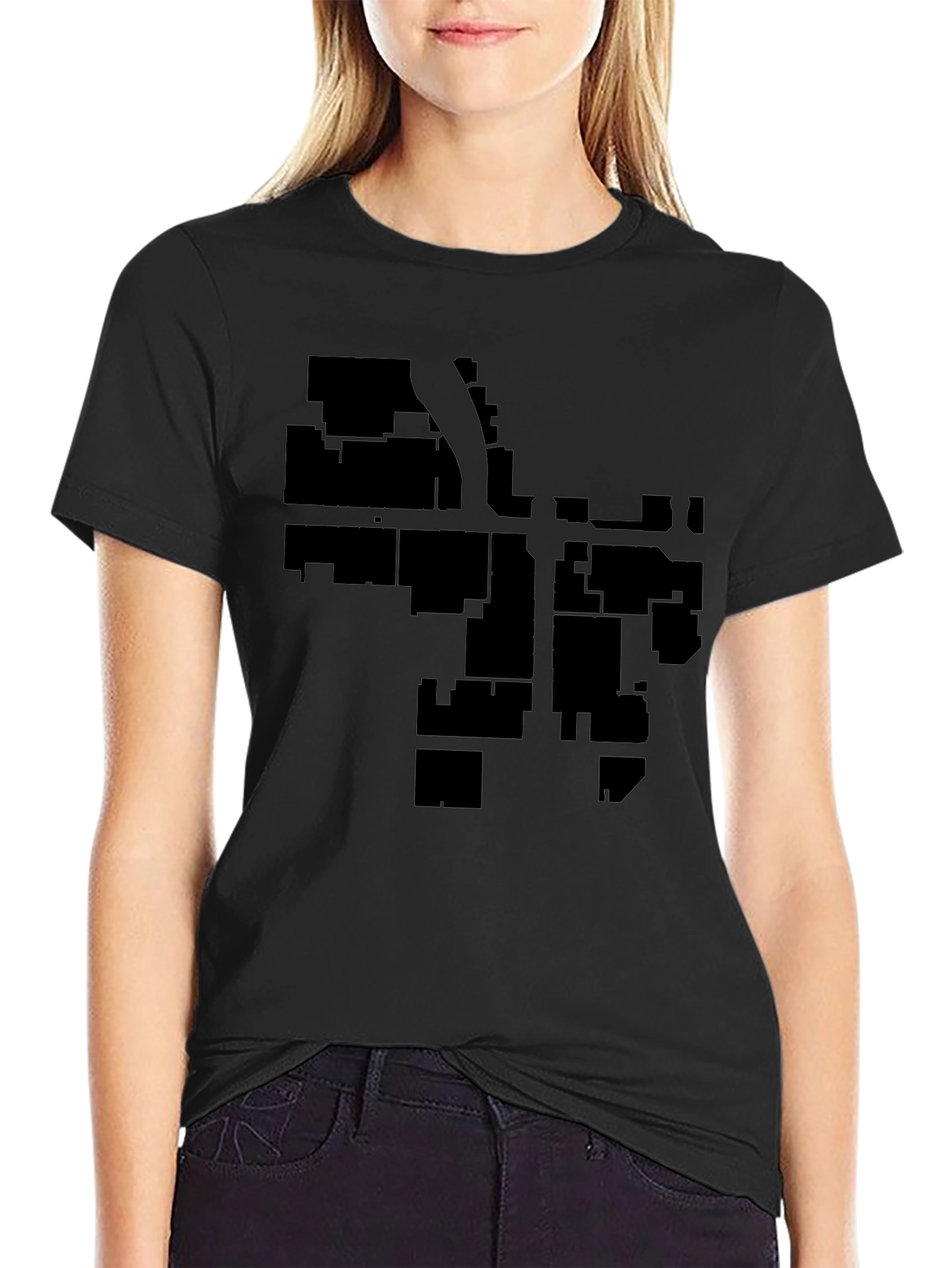 Urban Grid Black T-Shirt - Cityscape Style