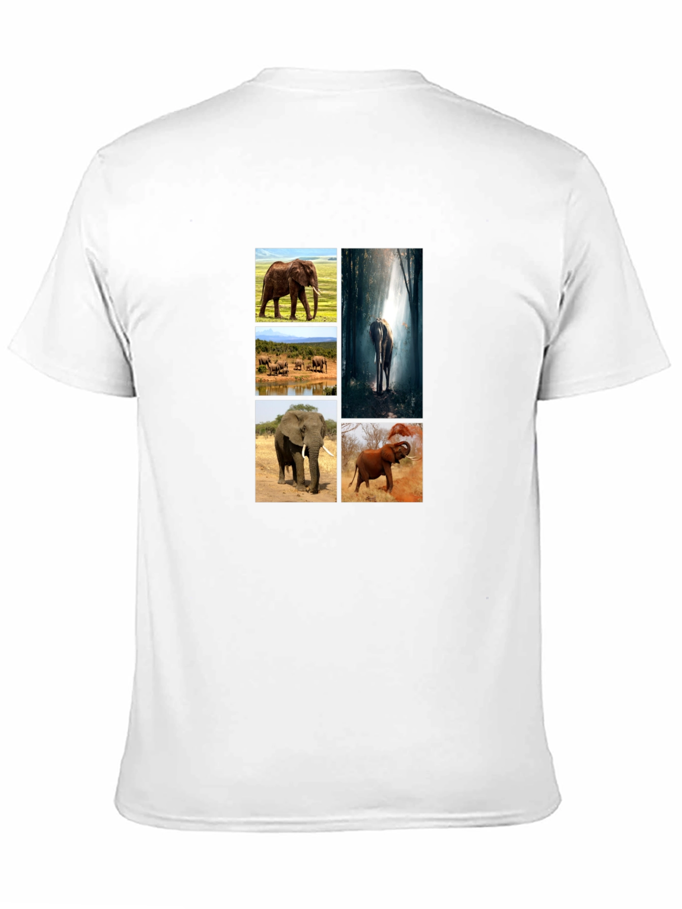Elephant Collage Print Black T-Shirt