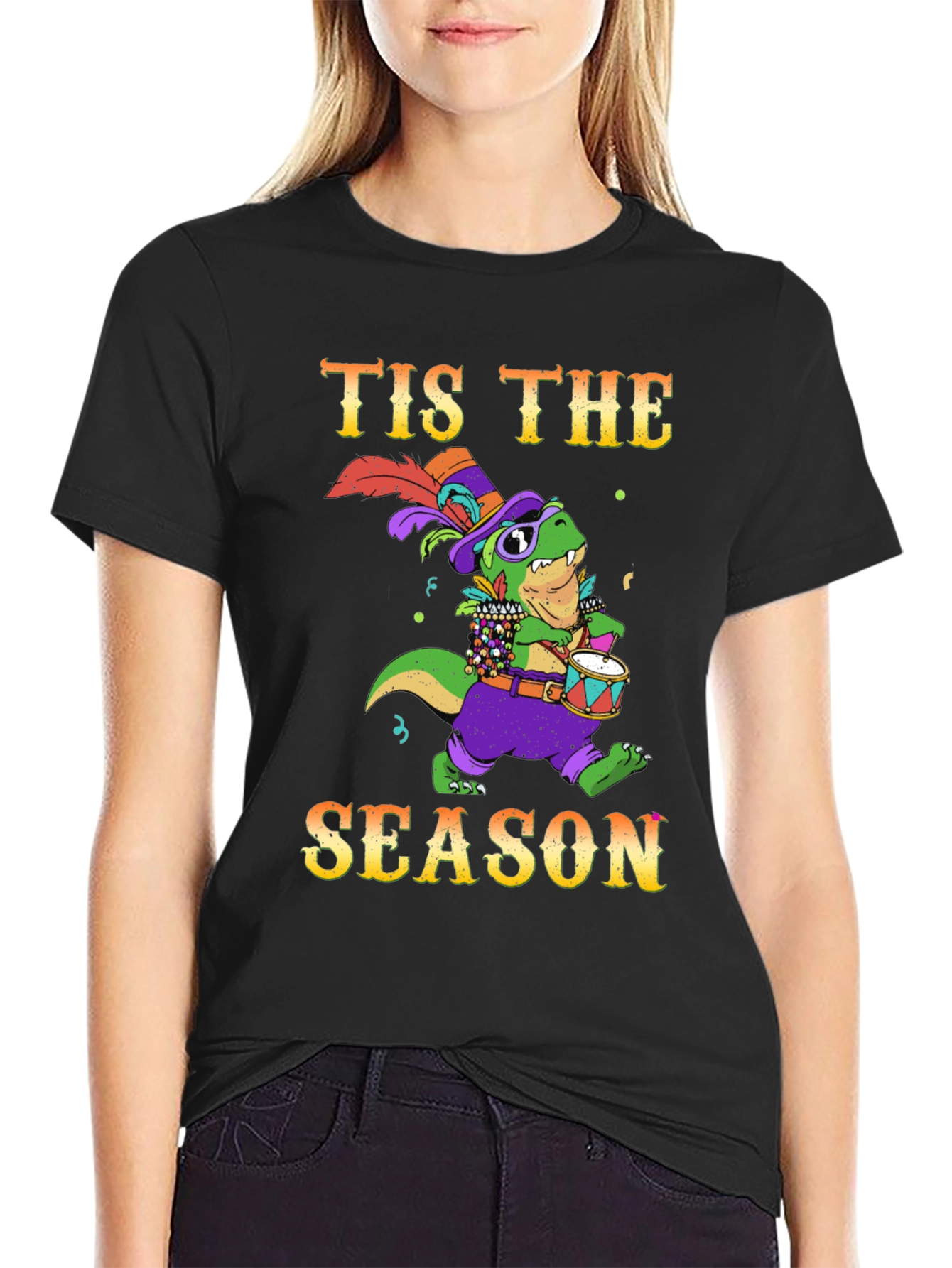 Festive T-Rex Mardi Gras T-Shirt