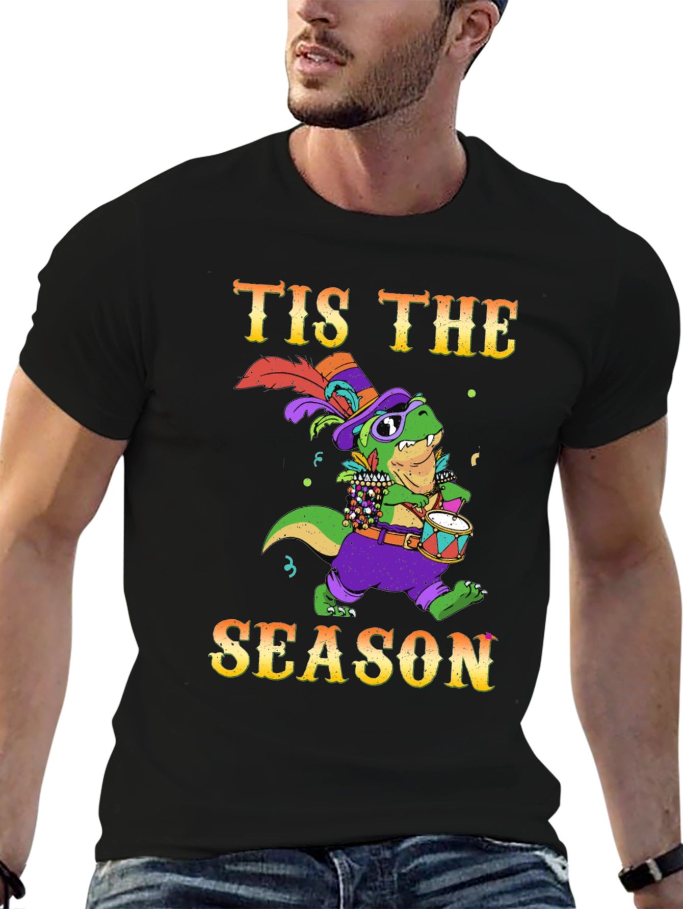 Festive T-Rex Mardi Gras T-Shirt