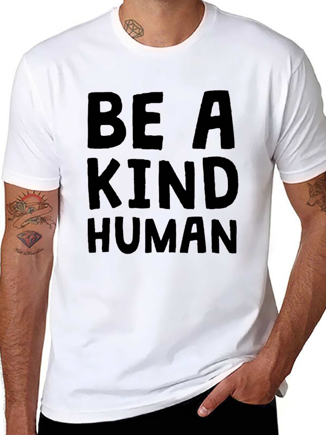 Be A Kind Human Black Graphic T-Shirt