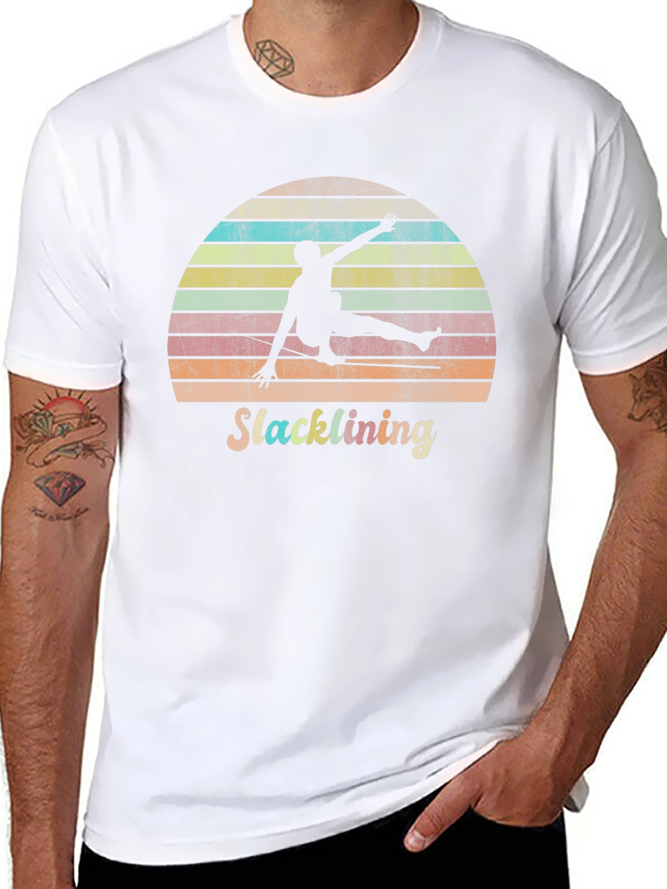 Retro Slacklining Graphic Tee - Stylish Adventure Apparel