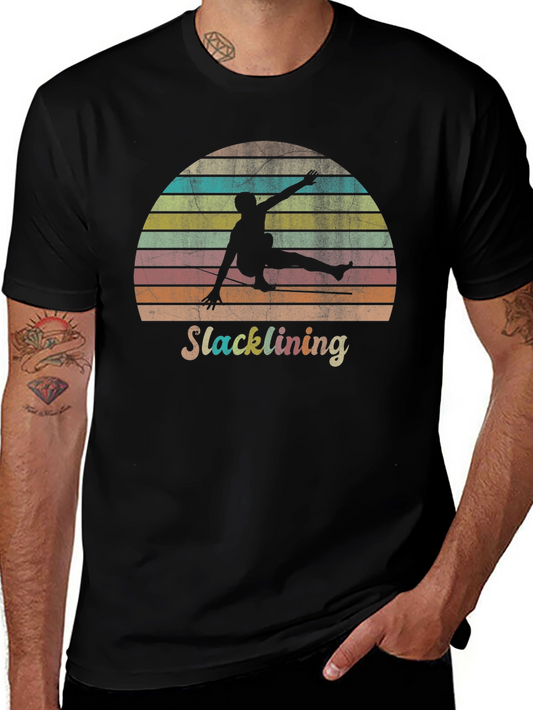 Retro Slacklining Graphic Tee - Stylish Adventure Apparel