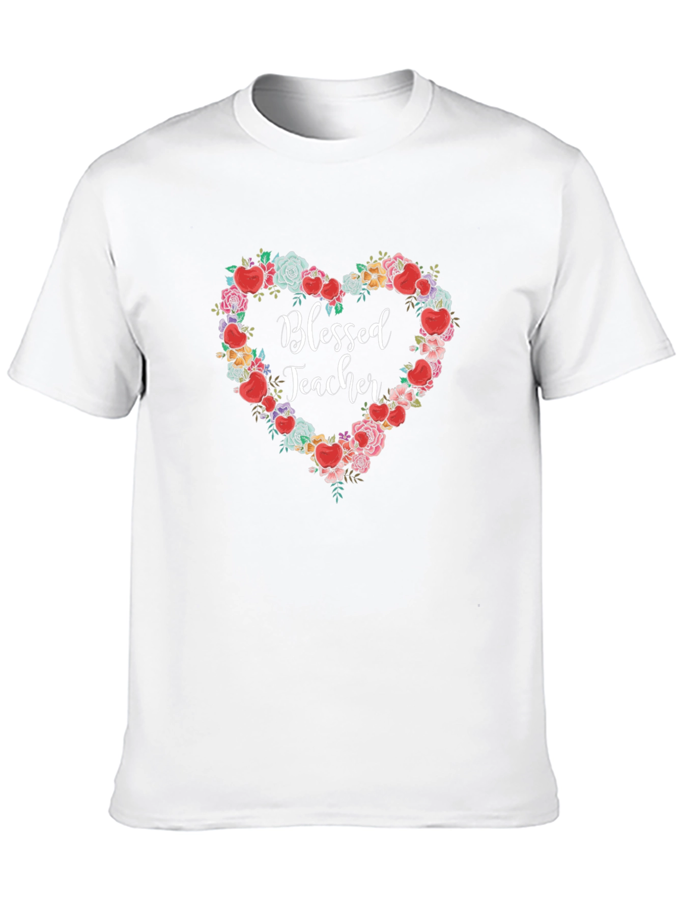 Blessed Teacher Floral Heart T-Shirt