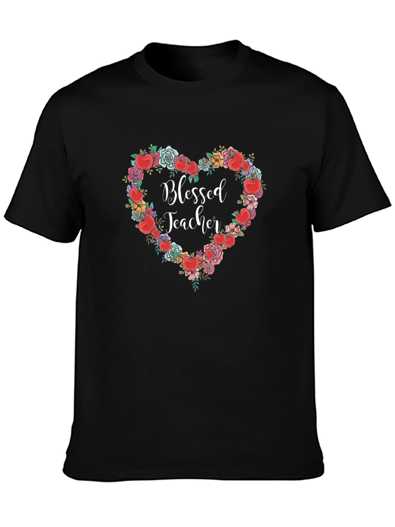 Blessed Teacher Floral Heart T-Shirt