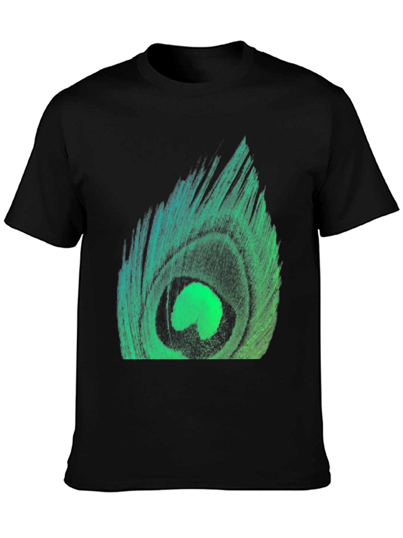Peacock Feather Graphic Tee - Stylish Black T-Shirt