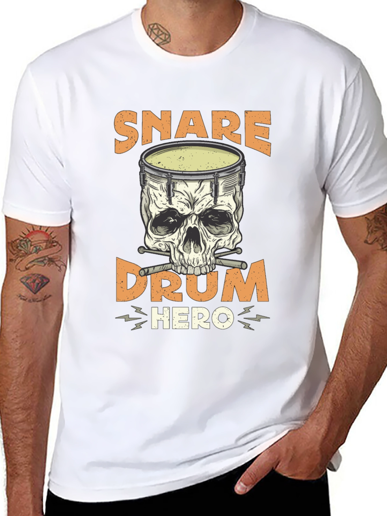 Snare Drum Hero T-Shirt: Skull Drummer Tee