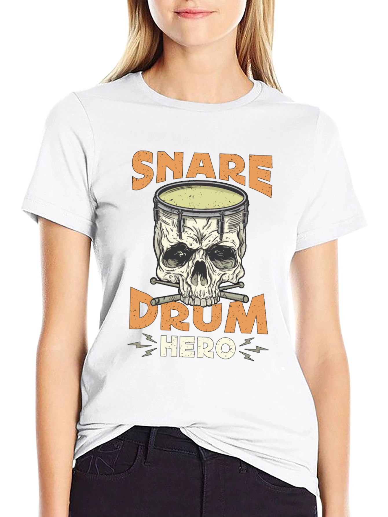 Snare Drum Hero T-Shirt: Skull Drummer Tee