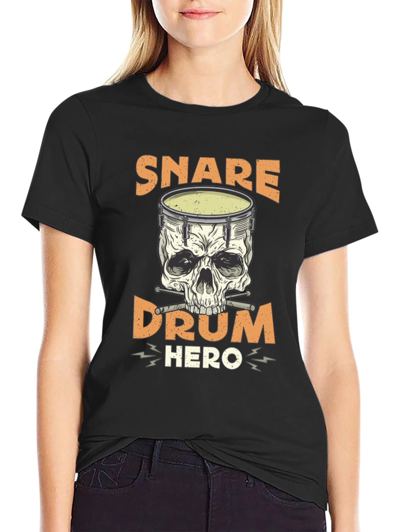 Snare Drum Hero T-Shirt: Skull Drummer Tee