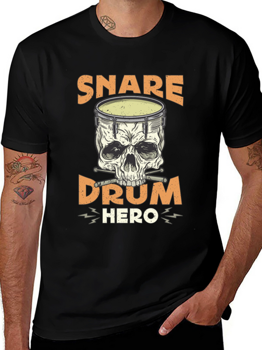 Snare Drum Hero T-Shirt: Skull Drummer Tee