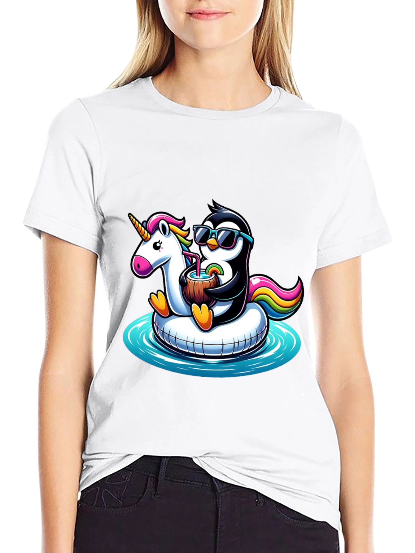 Penguin Unicorn Pool Float T-Shirt