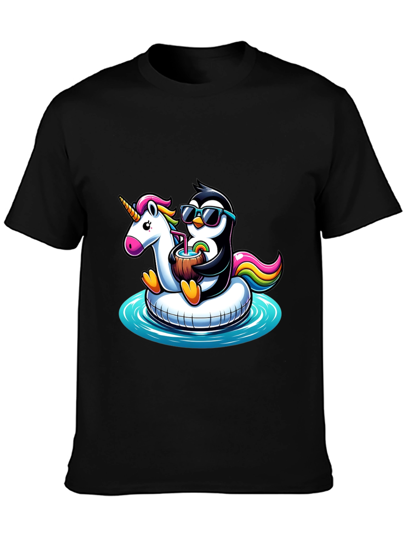 Penguin Unicorn Pool Float T-Shirt