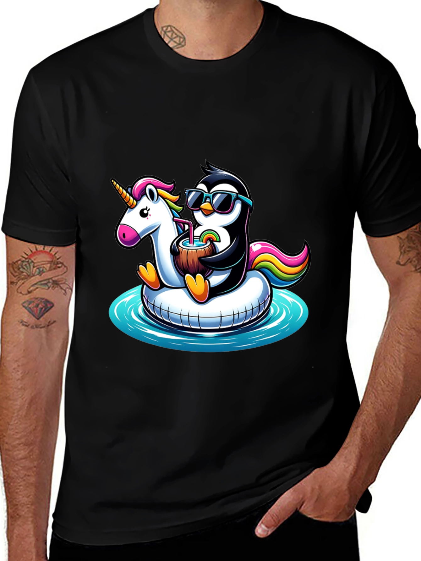 Penguin Unicorn Pool Float T-Shirt