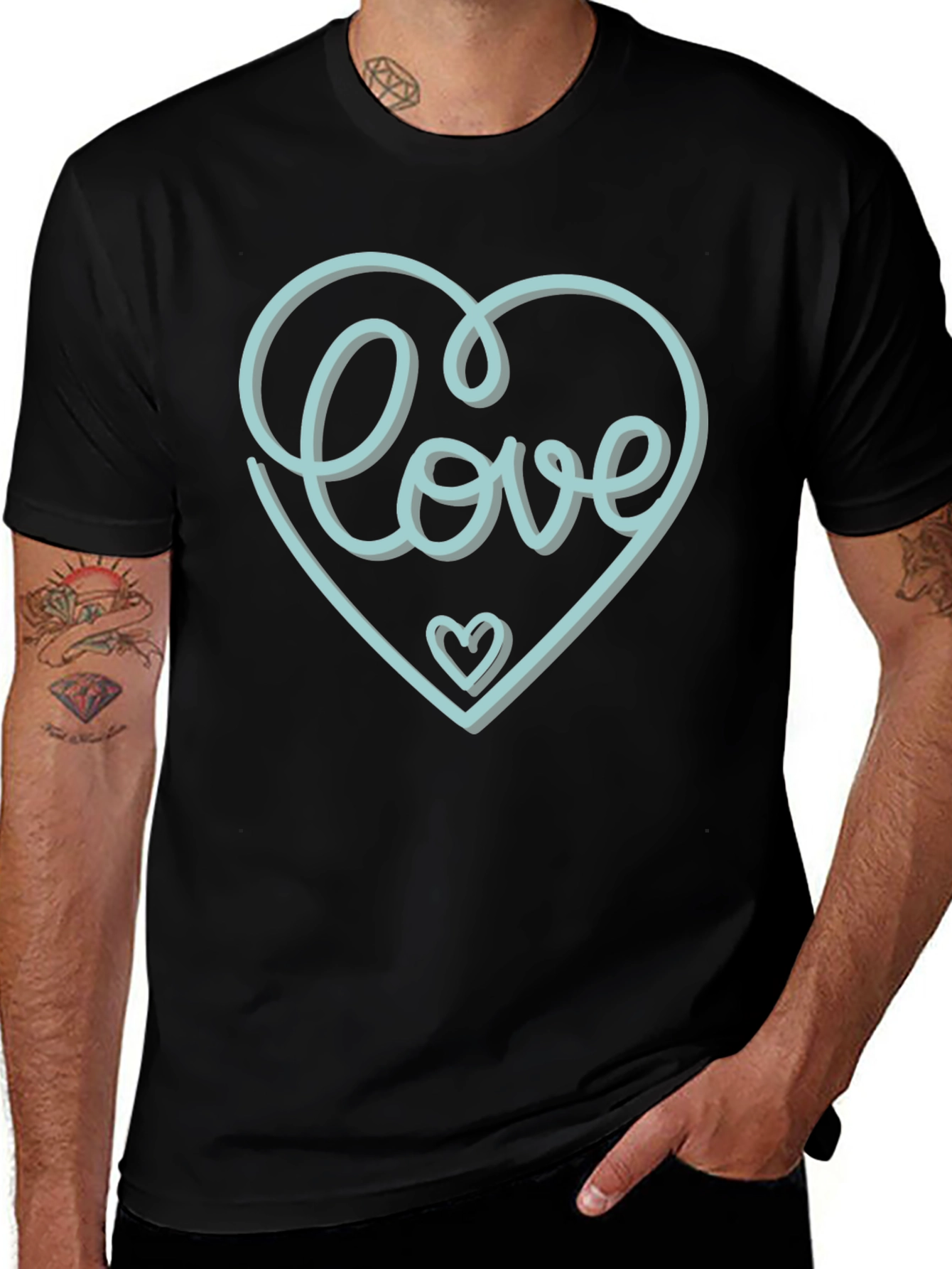 Love Heart Graphic Tee - Stylish Black T-Shirt