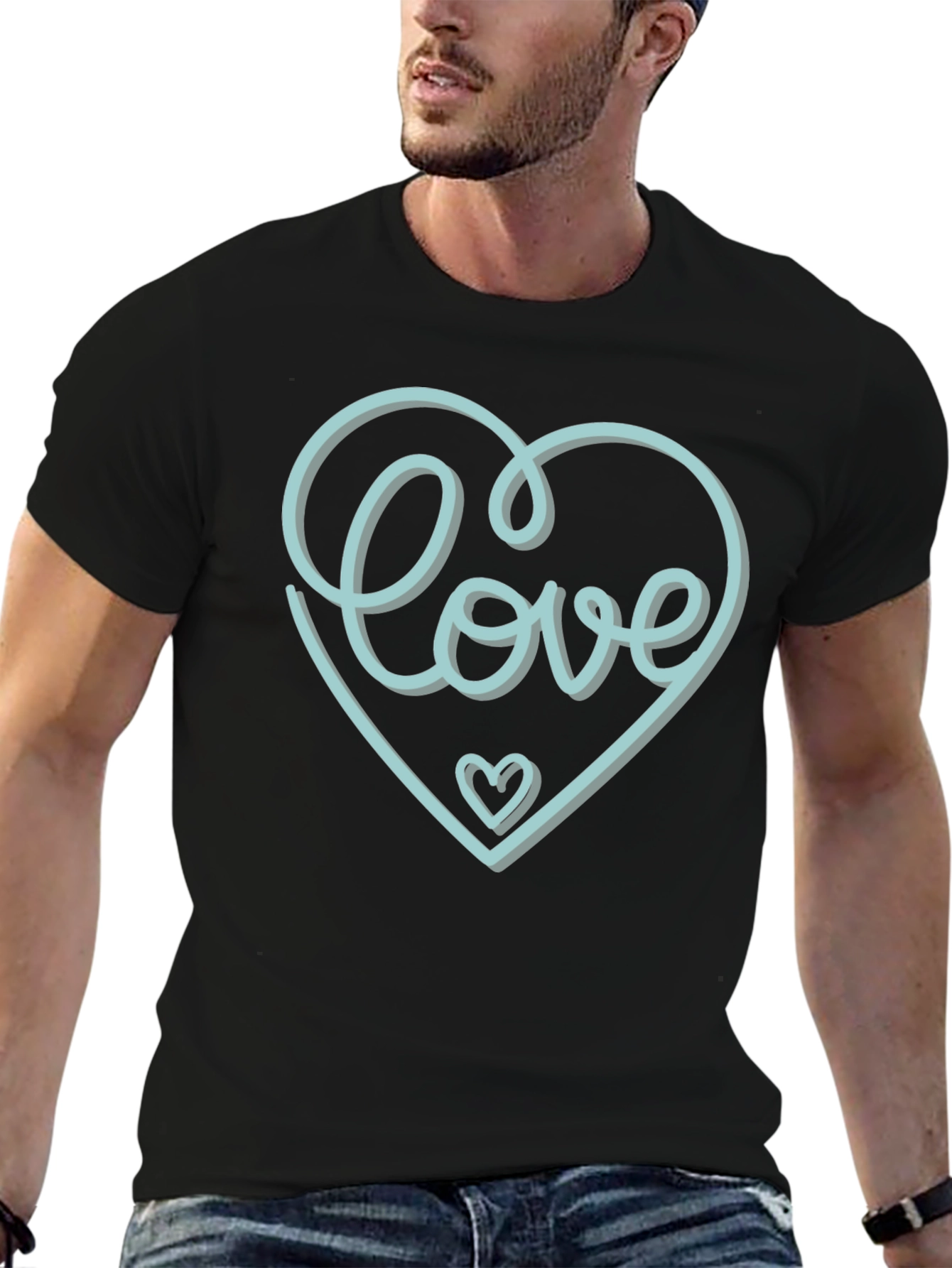Love Heart Graphic Tee - Stylish Black T-Shirt