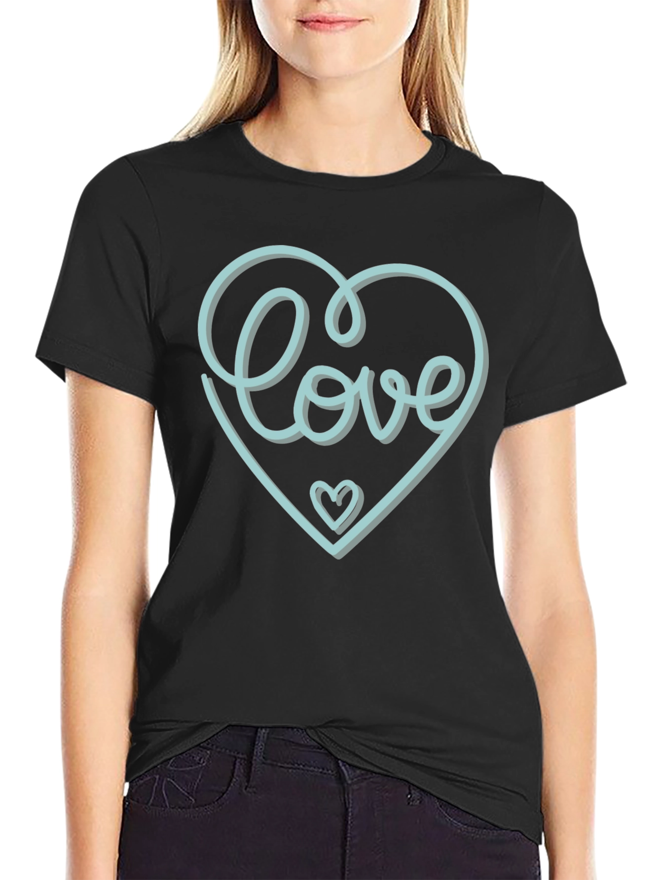 Love Heart Graphic Tee - Stylish Black T-Shirt