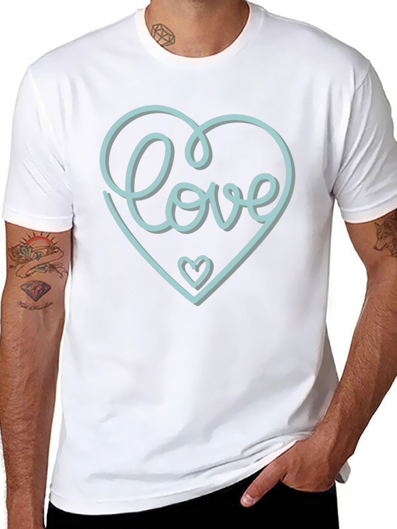 Love Heart Graphic Tee - Stylish Black T-Shirt