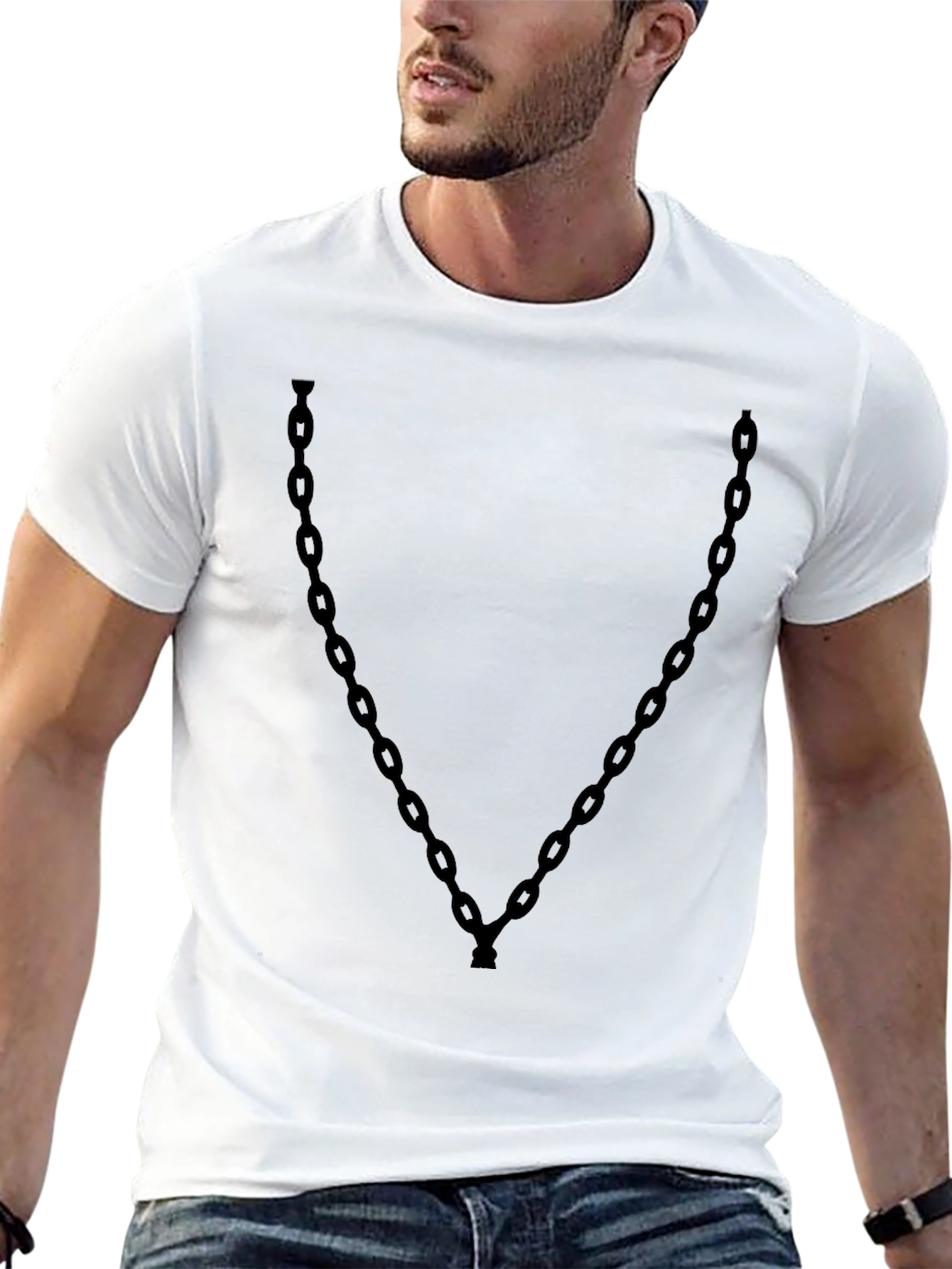 Mens Black Chain Graphic Tee